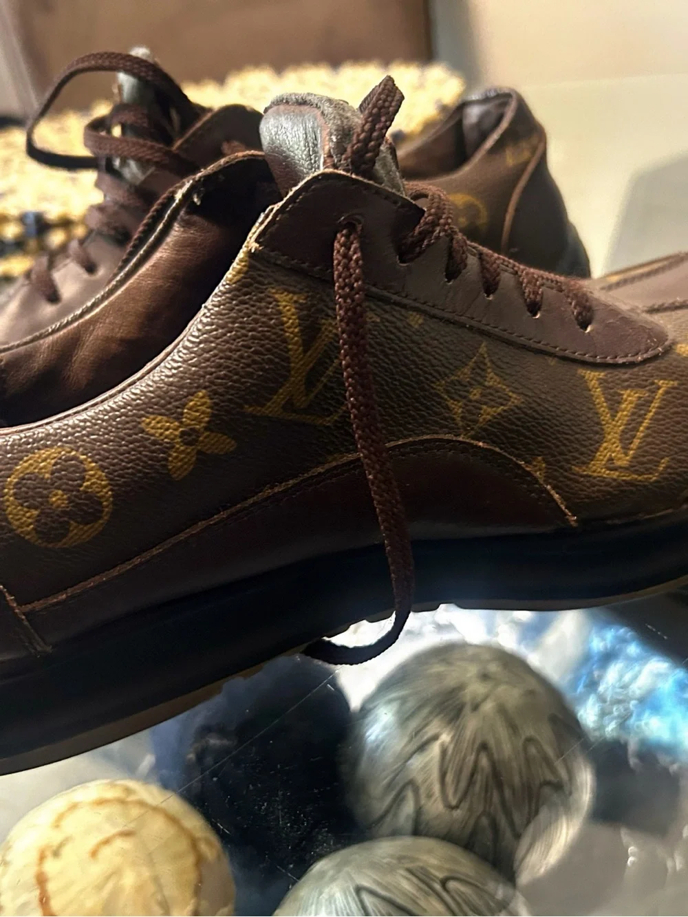 Vintage Louis Vuitton Brown Monogram Leather Sneakers Woman’s 9 Men’s 7 1/2